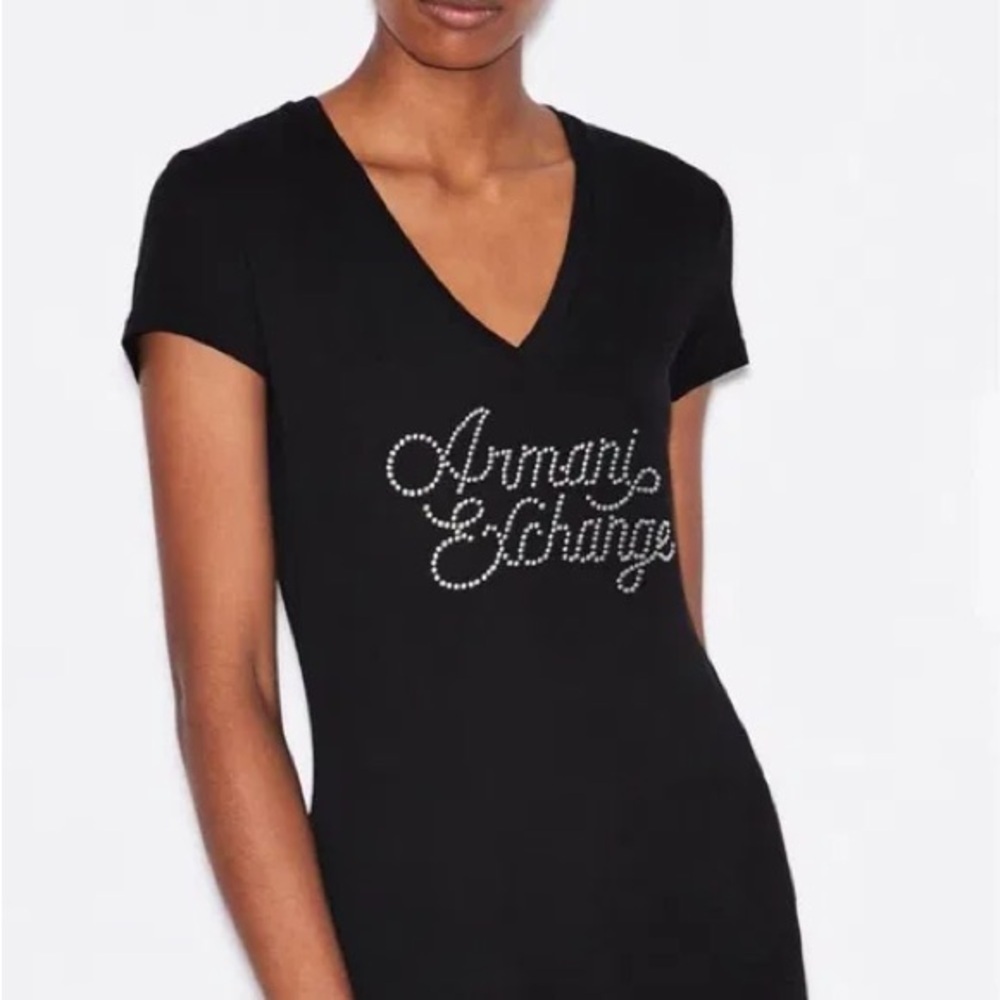 Armani Exchange Black Short bling Sleeve Tee